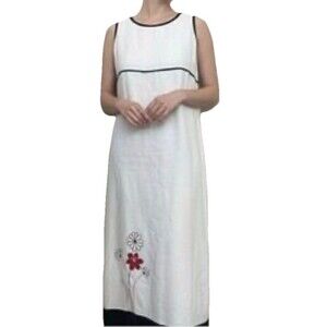 Norton Mcnaughton White 100% Linen Long Maxi Dress Size 1X Modest Minimalistic